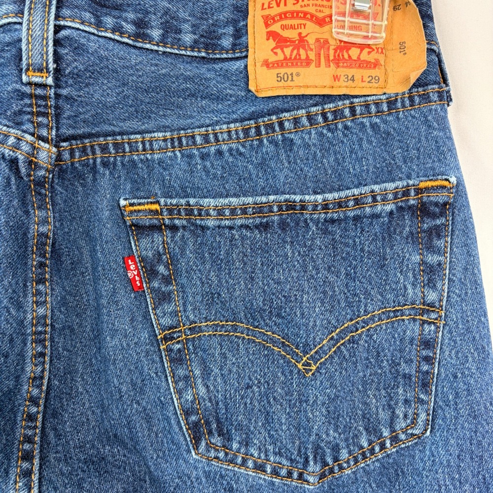 Levis 501 Jeans 34x29 Blue Excellent - Picture 3 of 11